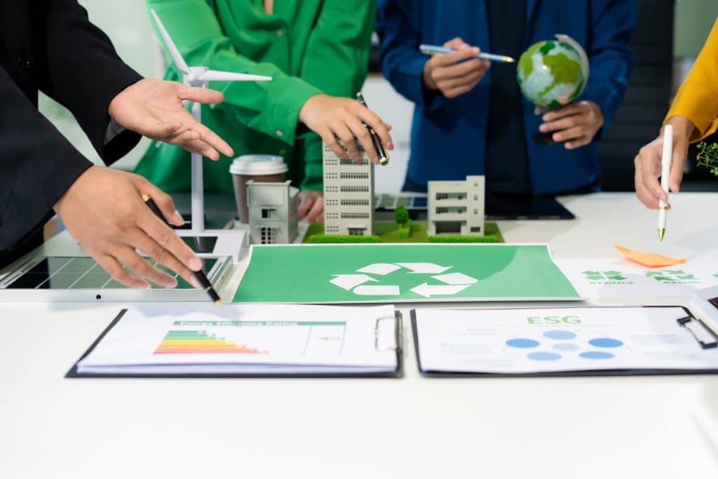 Sustainable development with renewable energy solutions, ecology concept, green business.
